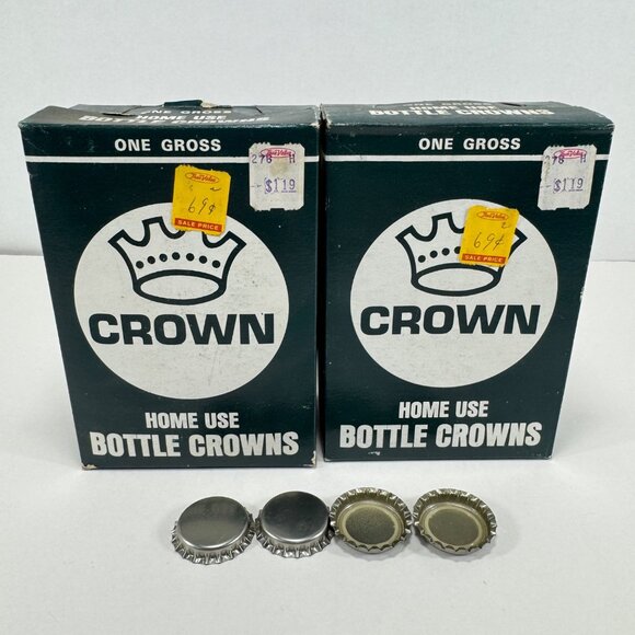 2 Vintage Crown Home Use Bottle Caps Blank Soda Top Crafts - Picture 1 of 6